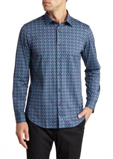 Bugatchi OoohCotton® Microprint Button-Up Shirt in Peacock at Nordstrom Rack