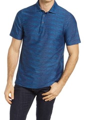 Bugatchi OoohCotton® Tech Stripe Stretch Short Sleeve Polo in Teal at Nordstrom