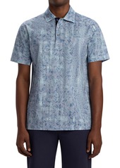 Bugatchi OoohCotton® Tech Digital Floral Polo in Classic Blue at Nordstrom Rack