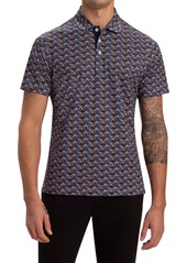 Bugatchi OoohCotton® Tech Geo Print Polo in Mocha at Nordstrom Rack