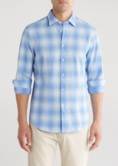 Bugatchi Print Stretch Cotton Long Sleeve Button-Up Shirt in Azure at Nordstrom Rack