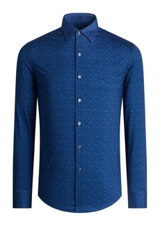 Bugatchi Regular Fit Stretch Cotton Button-Up Shirt in Peacock at Nordstrom