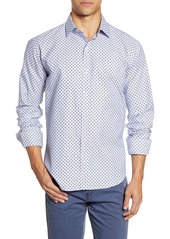 Bugatchi Shaped Dot Micropattern Button-Up Shirt in Navy at Nordstrom