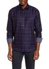 Bugatchi Shaped Fit Button-Up Shirt in Midnight at Nordstrom