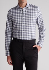 Bugatchi Shaped Fit Check Cotton Button-Up Shirt in Platinum at Nordstrom Rack