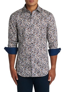 Bugatchi Shaped Fit Floral Button-Up Shirt in Chalk at Nordstrom