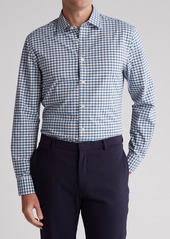 Bugatchi Shaped Fit Gingham Comfort Stretch Cotton Button-Up Shirt in Mocha at Nordstrom Rack