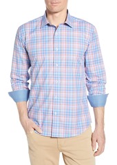 Bugatchi Shaped Fit Plaid Cotton Shirt in Classic Blue at Nordstrom