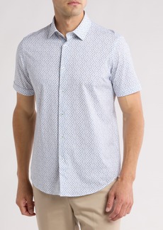 Bugatchi Short Sleeve Woven Shirt in Classic Blue at Nordstrom Rack
