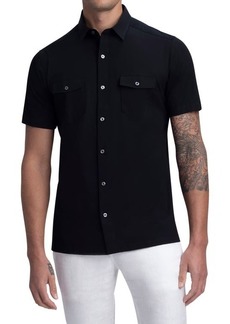 Bugatchi Stretch Cotton Button-Up Shirt in Black at Nordstrom