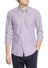 Bugatchi Stripe Knit Button-Up Shirt in Bordeaux at Nordstrom