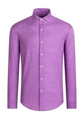 Bugatchi Tech Chambray Knit Stretch Cotton Button-Up Shirt in Orchid at Nordstrom