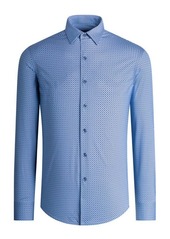 Bugatchi Geometric OoohCotton® Button-Up Shirt in Berry at Nordstrom