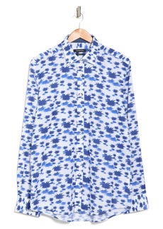 Bugatchi Trees Long Sleeve Shaped Fit Shirt in Classic Blue at Nordstrom Rack