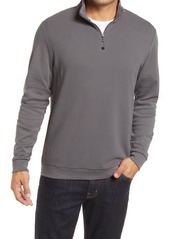 Bugatchi Cotton Quarter Zip Pullover in Charcoal at Nordstrom