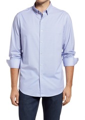 Bugatchi Geometric Print OoohCotton(R) Tech Button-Up Shirt in Classic Blue at Nordstrom