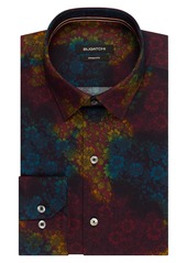 Bugatchi Shaped Fit Floral Button-Up Shirt in Night Blue at Nordstrom