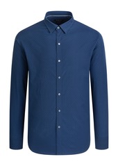 Bugatchi Shaped Fit Microprint Stretch Button-Up Shirt in Midnight at Nordstrom