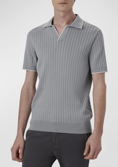 Bugatchi Men's Ribbed Sweater with Johnny Collar