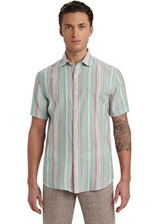 Bugatchi Orson Short Sleeve Shirt in Cabana Stripe