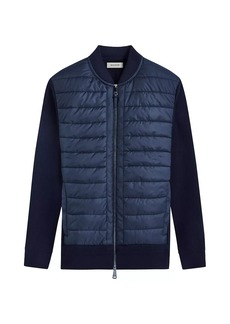 Bugatchi Quilted Merino Wool Zip-Up Sweater