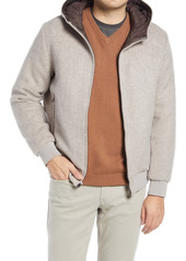 Bugatchi Wool Blend Bomber Jacket in Oatmeal at Nordstrom