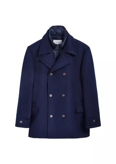 Bugatchi Wool-Blend Double-Breasted Peacoat