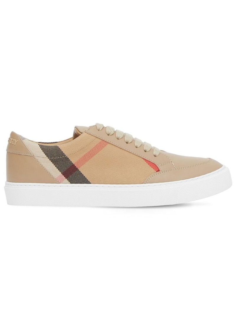 burberry salmond leather and cotton sneakers