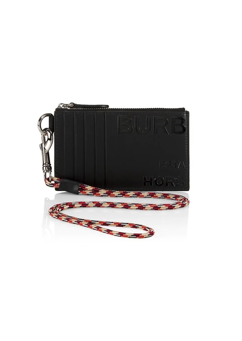 Burberry White & Black Canvas 'Horseferry' Lanyard Card Holder Burberry