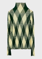 Burberry Argyle Cotton Silk Turtleneck Sweater