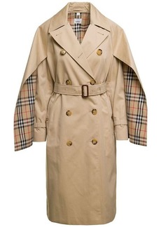 Burberry Beige Trench Coat with Cape Lined Sleeves in Cotton Woman