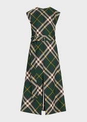 Burberry Belted Check Midi Dress