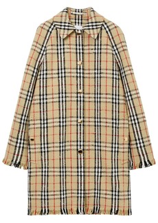 Burberry bouclé checkered buttoned raincoat