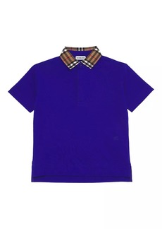 Burberry Boy's Check Collar Polo Shirt