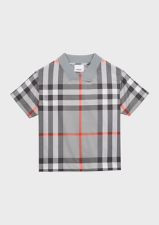 Burberry Boy's Draven Check V-Neck T-Shirt, Size 4-14