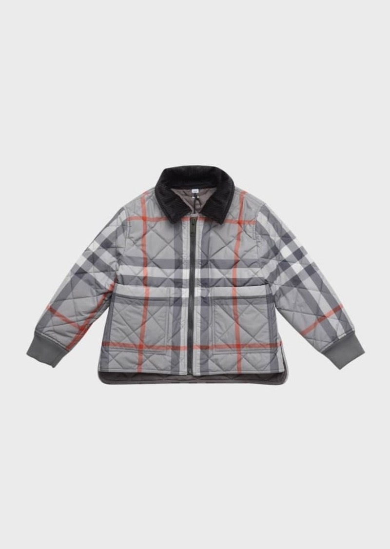 Burberry Boy's Otis Quilted Check-Print Lined Jacket, Size 4-14