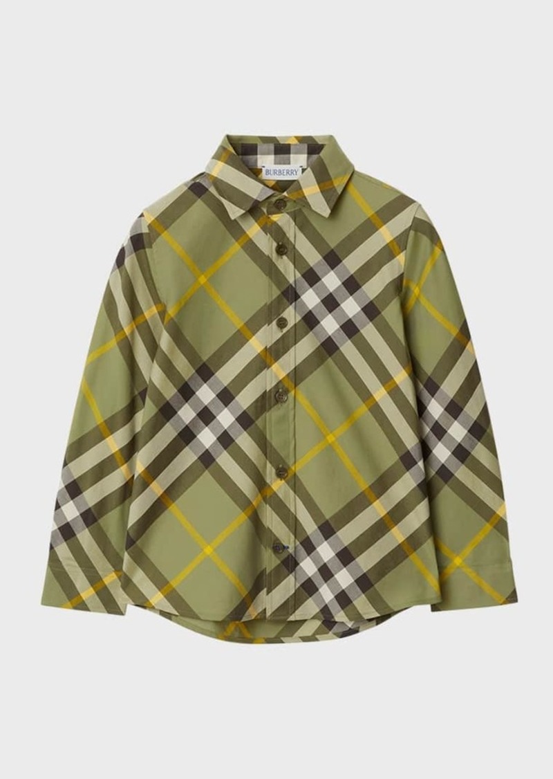 Burberry Boy's Owen Bias Check Button-Front Shirt, Size 3-14