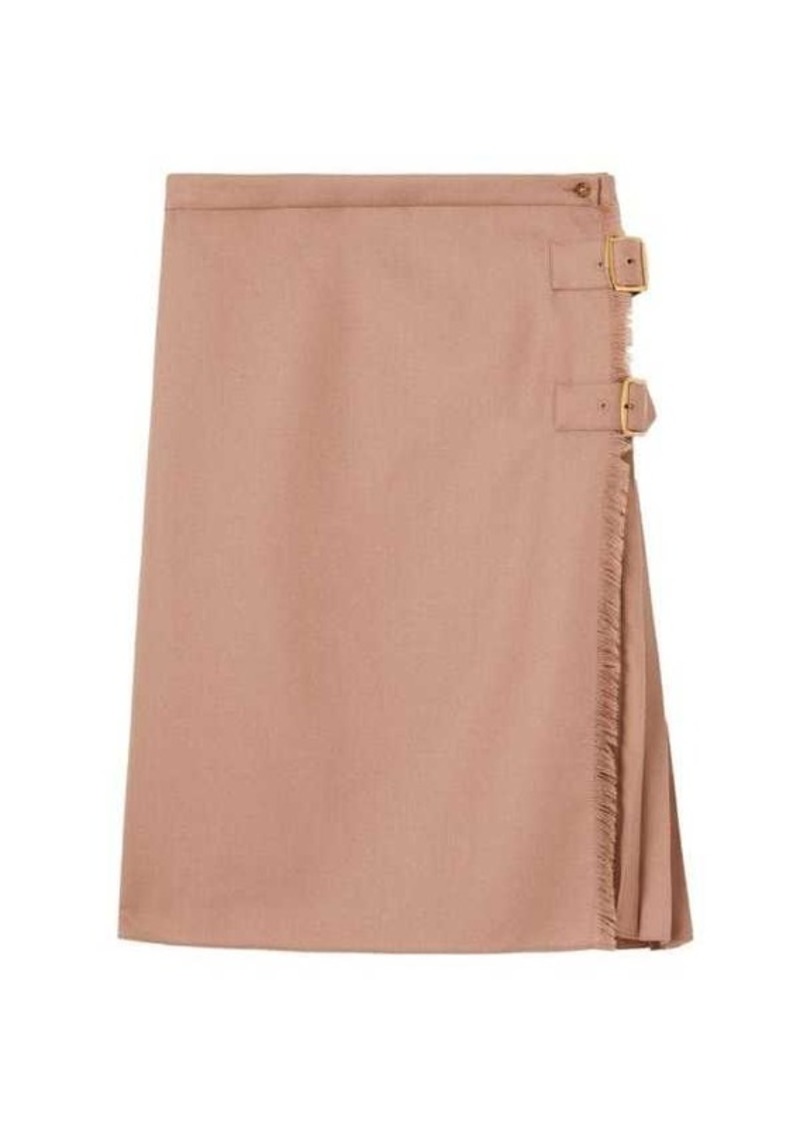 Burberry Buckle Wool Wrap Skirt