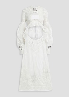 Burberry - Appliquéd cutout cotton-voile and crocheted lace maxi dress - White - UK 4