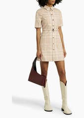 Burberry - Checked cotton-twill mini shirt dress - Neutral - UK 6