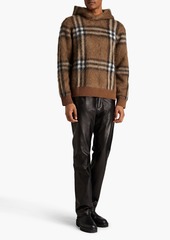 Burberry - Checked jacquard-knit hoodie - Brown - M