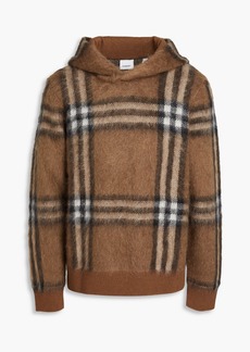 Burberry - Checked jacquard-knit hoodie - Brown - L
