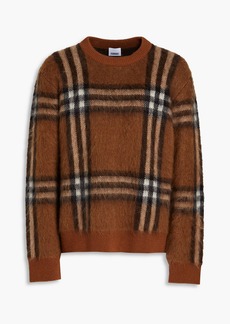 Burberry - Checked jacquard-knit sweater - Brown - M