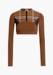 Burberry - Cropped tulle-paneled stretch-jersey top - Brown - XS