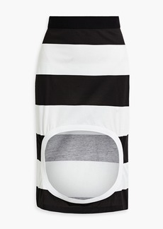 Burberry - Cutout striped cotton-jersey skirt - Black - UK 6