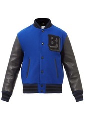 Burberry - Felton Wool-blend And Leather Varsity Jacket - Mens - Black Blue