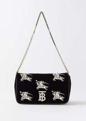 Burberry - Lola Crystal-embellished Velvet Shoulder Bag - Womens - Black
