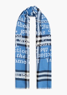 Burberry - Checked cashmere-jacquard scarf - Blue - OneSize