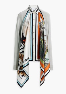 Burberry - Printed satin twill-paneled knitted blouse - Multicolor - XS