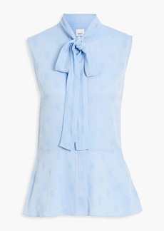Burberry - Pussy-bow jacquard top - Blue - UK 8